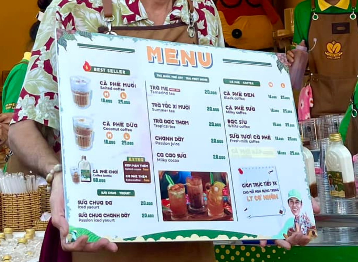 Menu Cà Phê Muối Chú Long Cần Thơ